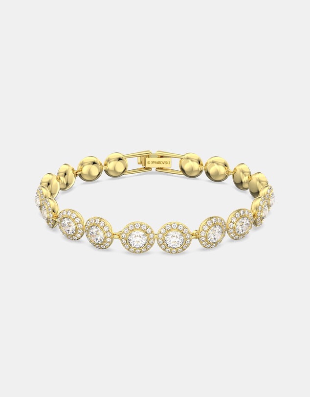 Swarovski - Una Angelic Tennis bracelet, Round cut, Pavé, Medium, White, Gold-tone plated