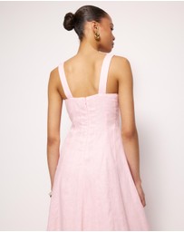 AERE - Pasey Linen Seamed Detail Midi Dress