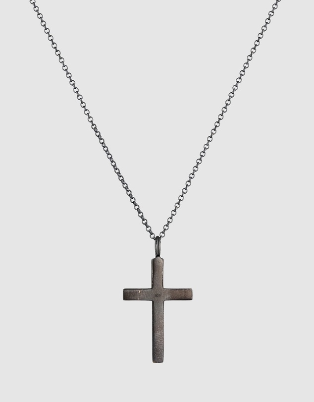 Kuzzoi - ICONIC EXCLUSIVE - Long Necklace with Cross Pendant in Oxidised 925 Sterling Silver