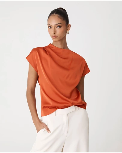 Forcast - Zafina Pleated Draped Top