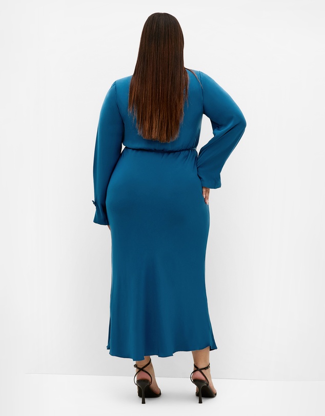 City Chic - Plus size Tara Long Sleeve Maxi Dress - petrol
