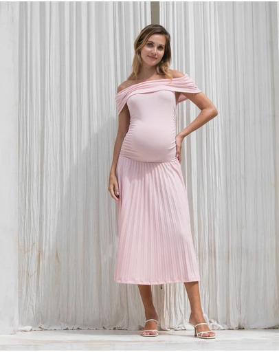 Soon Maternity - Off Shoulder Midi Dress