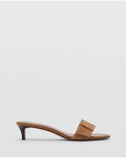 M.N.G - Leather Heeled Sandals with Buckle