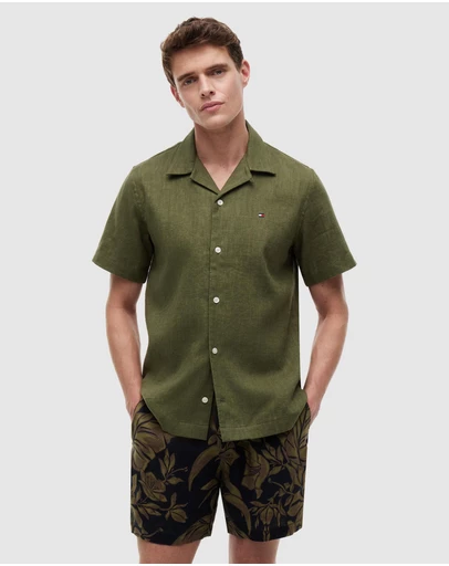 Tommy Hilfiger - Regular Fit Linen Blend Short Sleeve Shirt