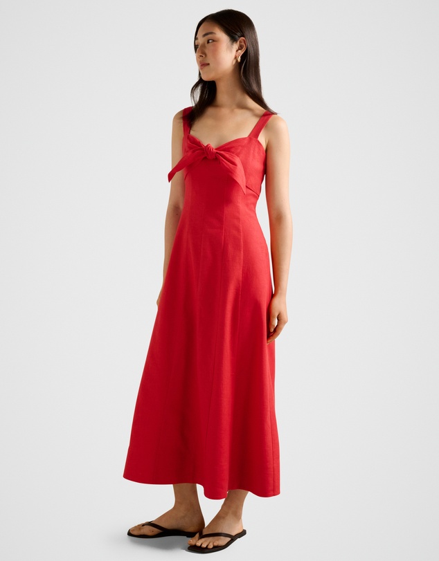 Forever New - Kara Tie Front Linen Midi Dress