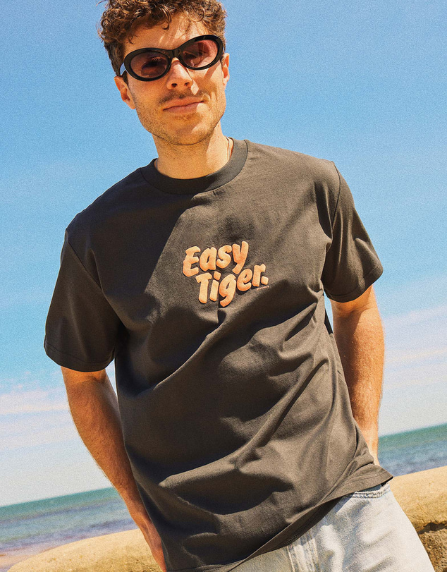Skwosh - Easy Tiger Men's Slang Tee in Charcoal
