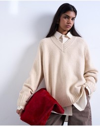 TOPSHOP - Knitted Clean V-Neck Jumper