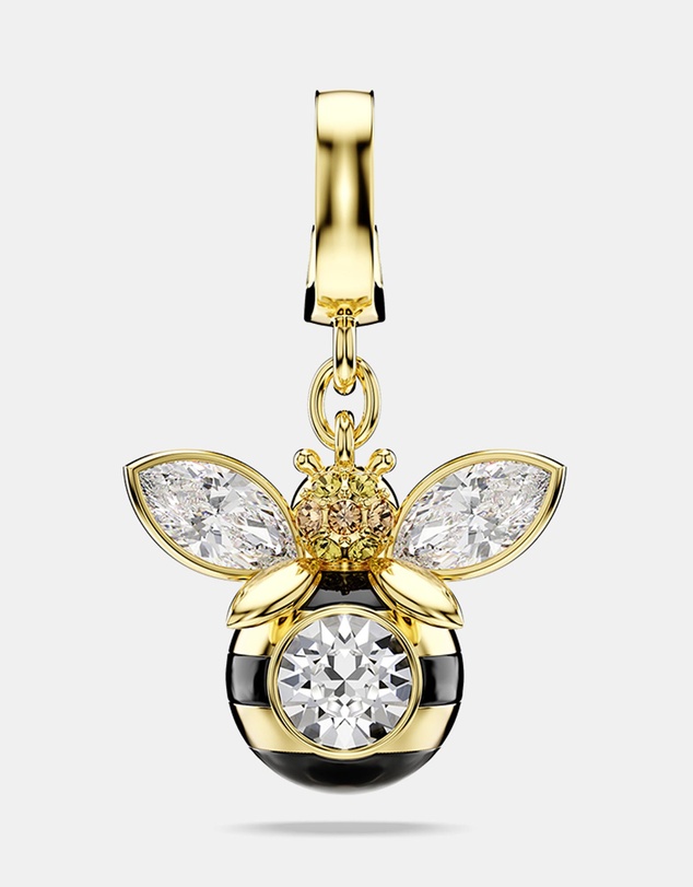 Swarovski - Idyllia charm, Mixed cuts, Bee, Multicoloured, Gold-tone plated