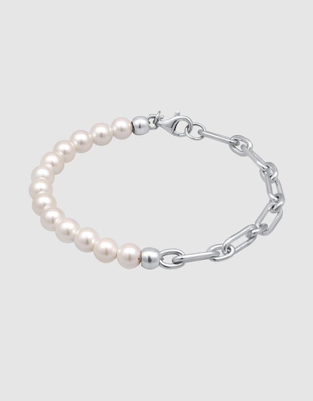 Kuzzoi - ICONIC EXCLUSIVE - Oval Link Chain Bracelet with Pearls in 925 Sterling Silver