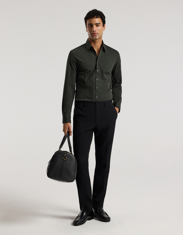 Calibre - Textured Knit Stretch Shirt Dark Khaki