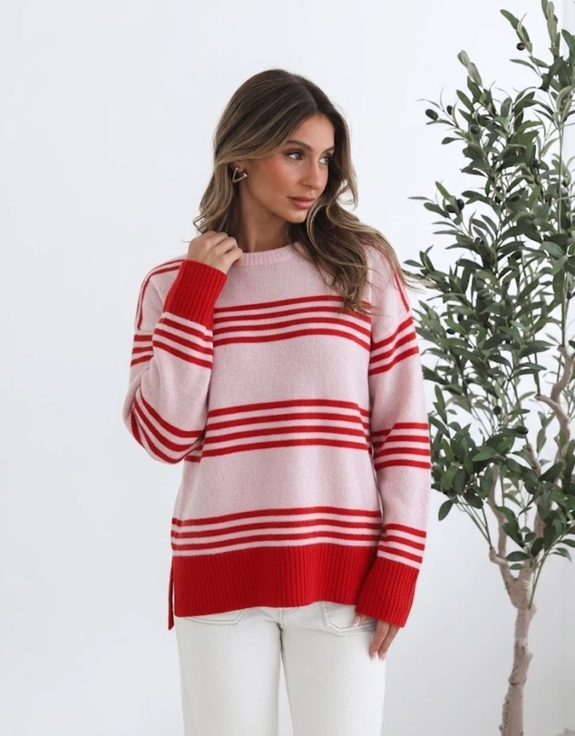 Esther & Co - Kessie Knit - Pink Stripe