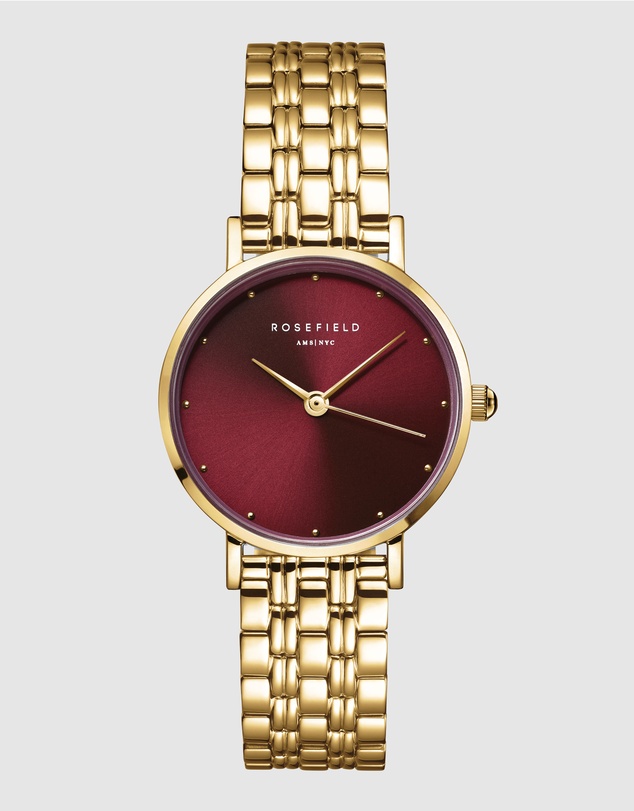 Rosefield - The Small Edit Burgundy Gold-Tone Bracelet Watch