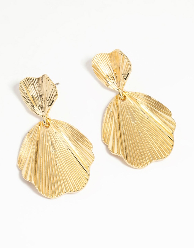 Lovisa - Gold Plated Textured Metal Statement Drop Earrings