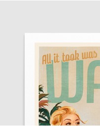 Olive et Oriel - Surfing Pinup Girl On Beach In Bikini by The Whiskey Ginger Art Print