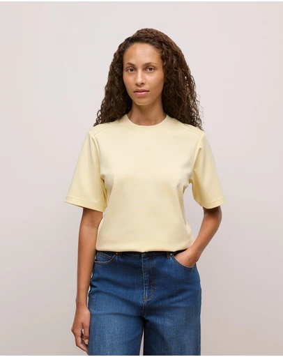 Trenery - Cotton Modal Interlock T-shirt in Winter Butter