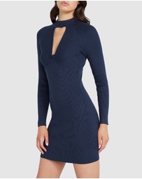 GUESS - Long Sleeve Mock Neck Cut Out Cambria Dress
