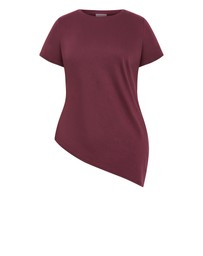 City Chic - Plus size Angled Hem Cotton Tee - wildberry