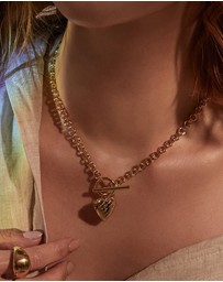 Wanderlust + Co - Honor Heart Mantra Gold Locket Necklace