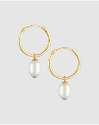 Elli Jewelry - Earrings Creoles Baroque Freshwater Pearl in 925 Sterling Silver Gold Plated