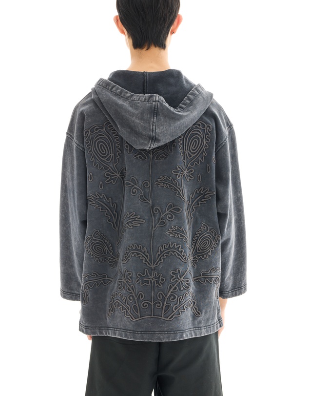 THE TALES - Textured Flower Embroidered Hooded Jacket