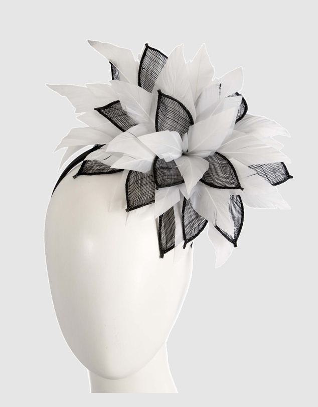 Max Alexander - Modern Flower Black & White Racing Fascinator