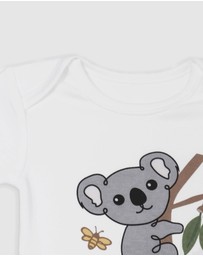 B Free Intimate Apparel - 100% Organic Cotton Short Sleeve Baby Bodysuit - White Koala