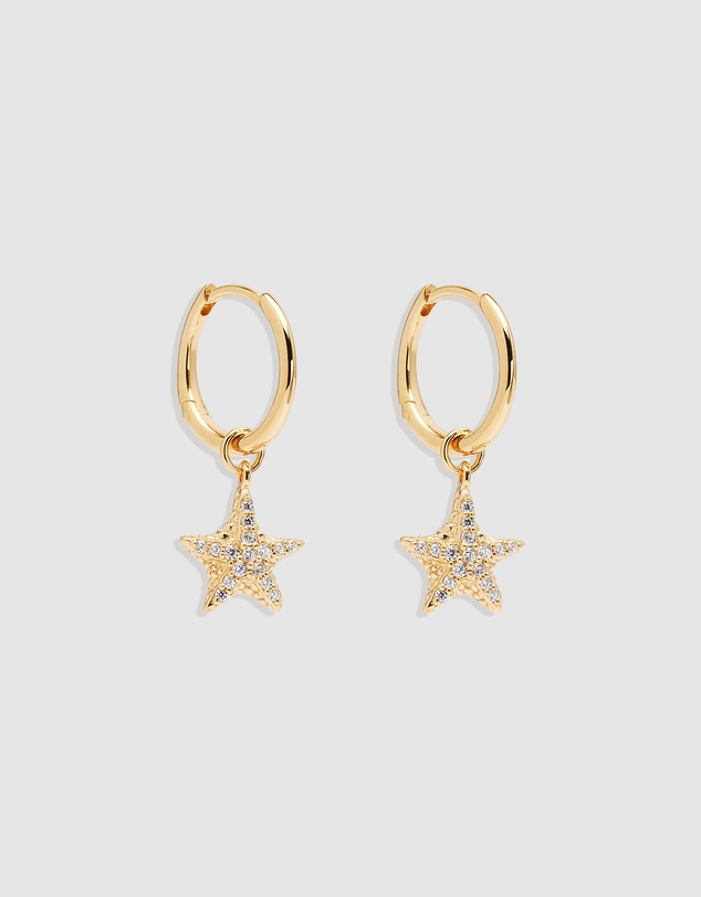 By Charlotte - By the Sea Crystal Starfish Hoops