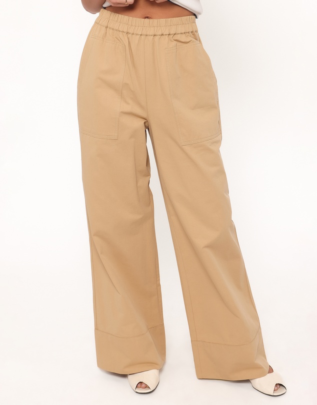 Petal & Pup - Mia Wide Leg Cropped Pant - Taupe