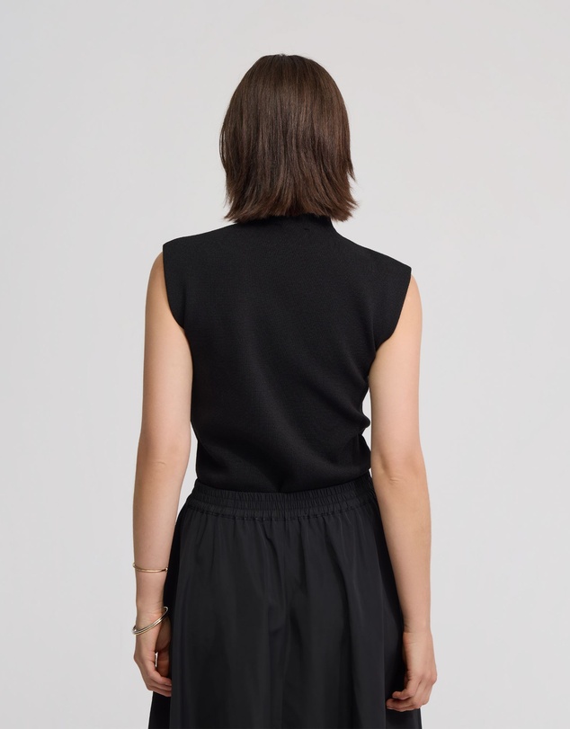 Oxford - Pepper Knitted Funnel Collar Top