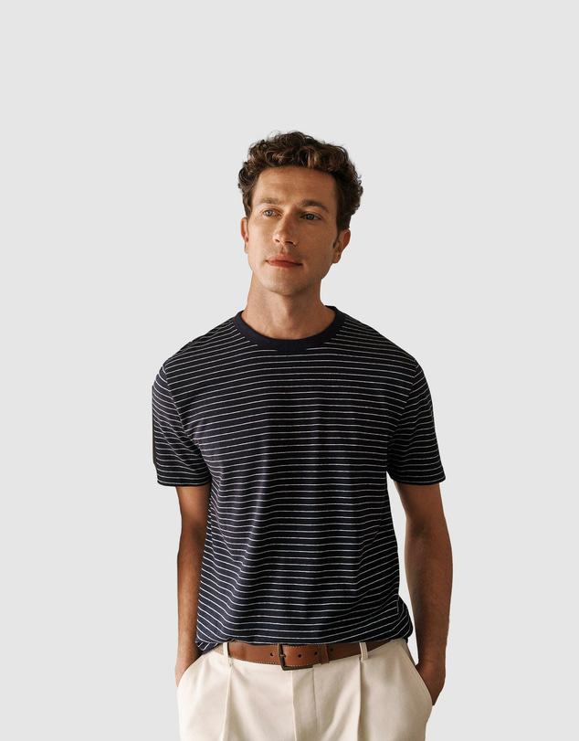 Trenery - Linen Cotton Jersey Stripe T-shirt