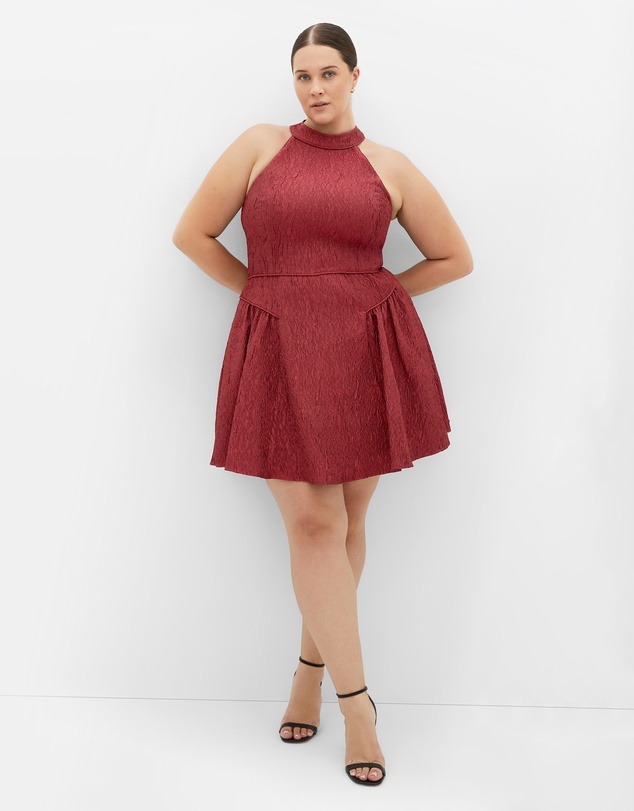 City Chic - Halter Jacquard Mini Dress