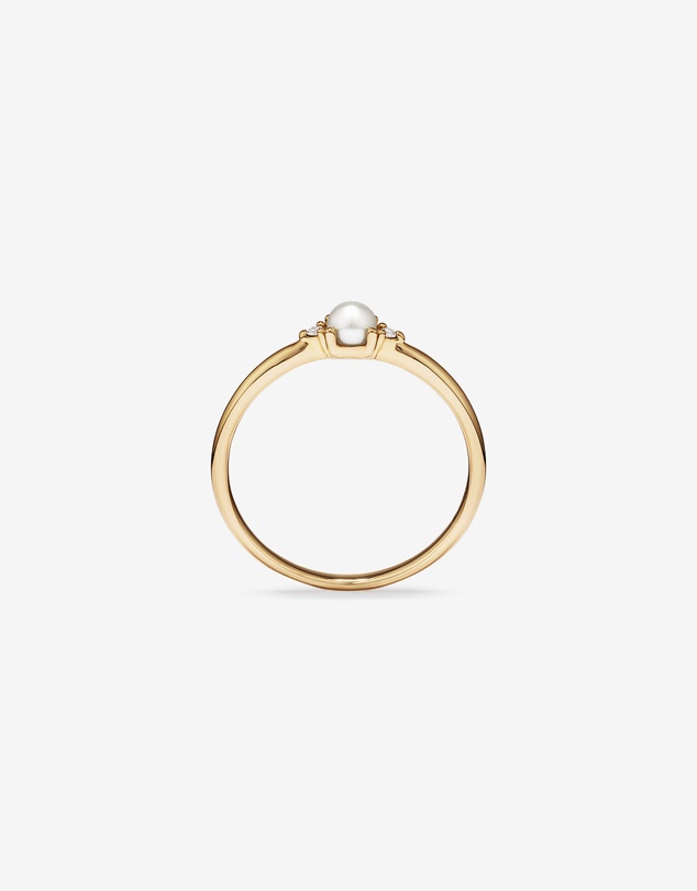 Michael Hill - 3 Stone Ring with Cultured Freshwater Pearl & Diamonds in 10kt Yellow Gold