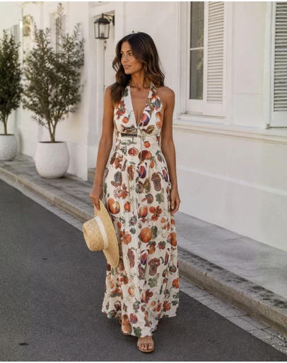 Esther & Co - Alpharetta Dress - Beige Print