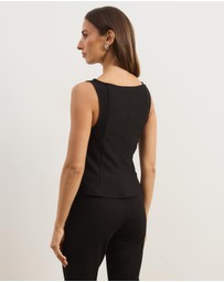 Atmos&Here - Eleni Sleeveless Peplum Ponte Structured Top