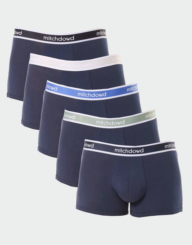 Mitch Dowd - Mens Plain Cotton Trunk 5 Pack - Navy