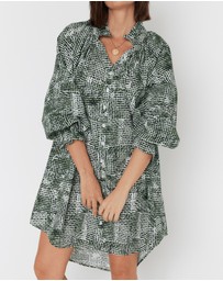 ALEXANDRA - Ollie Dress Emerald Textured Print