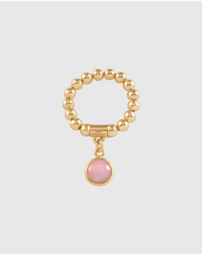 Von Treskow - Stretchy Ring with Oval Pink Opal