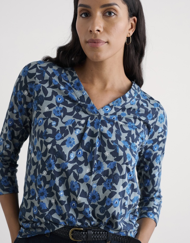 Seasalt - Seasalt Cornwall Blue Barnoon 3/4 Sleeve Jersey Top