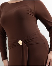 Atmos&Here Curvy - Dani Long Sleeve Mesh Midi Dress