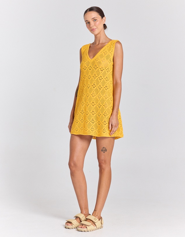 Poolside Paradiso - Messina V Knit Crochet Dress – Marigold