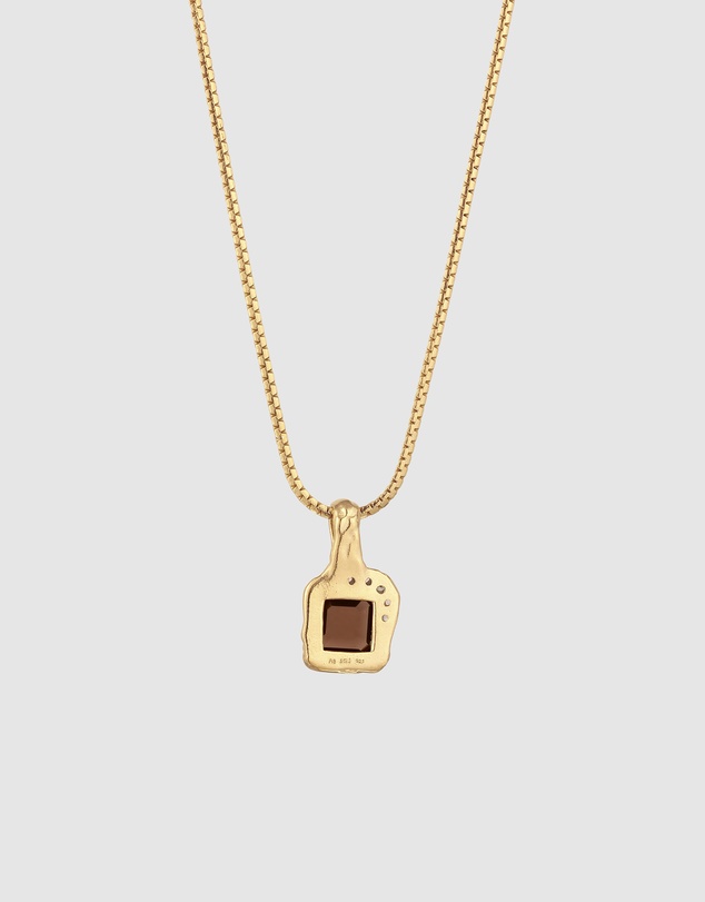 Haze & Glory - Textured Gold Smoky Quartz Necklace in 925 Silver