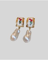 KAJA Clothing - Earring-Eternal Flower Earrings-Rose Pearl Earrings-2pc