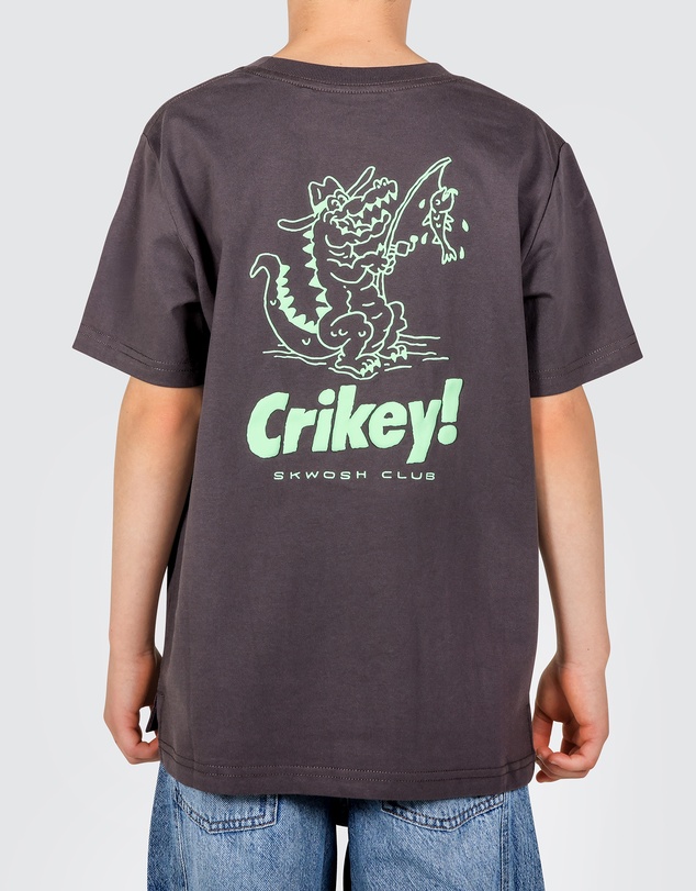 Skwosh - Crikey Boys Back Print Tee in Charcoal