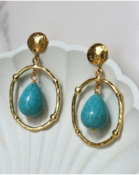 Ottoman Hands - Sloane Turquoise Drop Stud Earrings