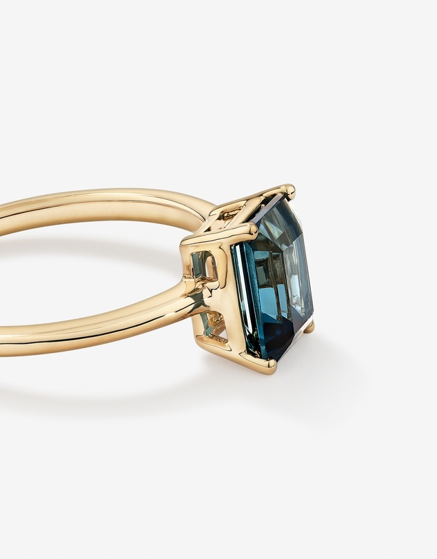 Michael Hill - Emerald Cut London Blue Topaz Gemstone Solitaire Ring in 10kt Yellow Gold