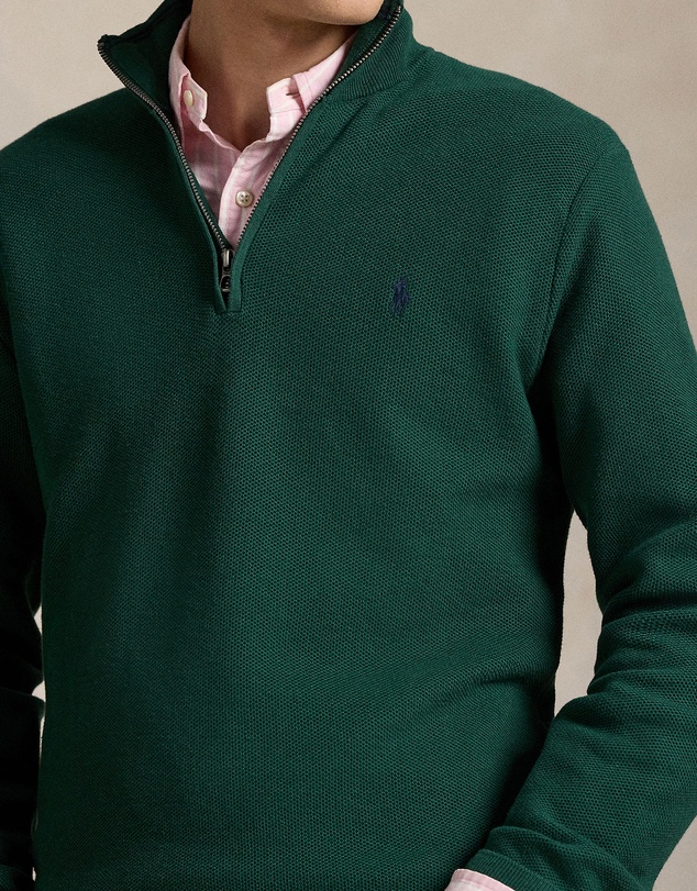 Polo Ralph Lauren - Mesh-Knit Cotton Quarter-Zip Sweater