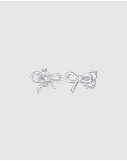Elli Jewelry - Zirconia Bow Stud Earrings in 925 Silver