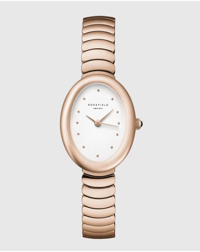 Rosefield - Ovale White Matte Rose Gold-Tone Bracelet Watch