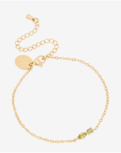 Lovisa - Waterproof Gold Plated Stainless Steel August Light Green Cubic Zirconia Birthstone Bracelet