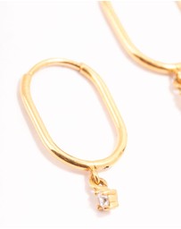 Lovisa - Gold Plated Surgical Steel Cubic Zirconia Rectangle Sleeper Earrings